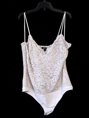 Express Beige Lace Bodysuit Tank